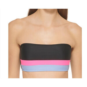 DKNY Bandeau Bikini Top Swimsuit Black & Pink Medium NWT $136
